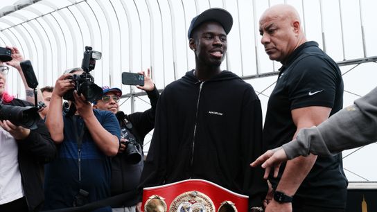 Richardson Hitchins shows off his IBF junior welterweight belt. Richardson Hitchins shows off his IBF junior welterweight belt.