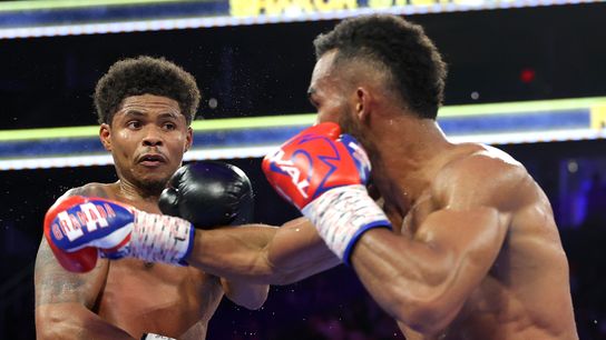 Shakur Stevenson (L) defends his WBC lightweight title Saturday against unbeaten Floyd Schofield. Shakur Stevenson (L) defends his WBC lightweight title Saturday against unbeaten Floyd Schofield.