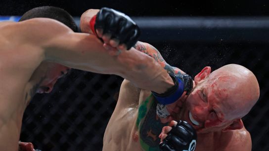 Josh Emmett at 40: Fiery featherweight is still bombing, still dangerous, still bringing the heat. Photo by Corey Perrine/Imagn Images