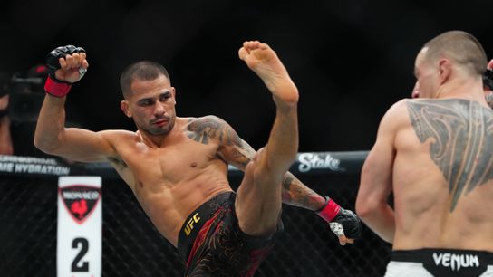 Flyweight champion Alexandre Pantoja throws a kick at Kai Kara-France Saturday at UFC 317. Flyweight champion Alexandre Pantoja throws a kick at Kai Kara-France Saturday at UFC 317.