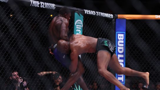 Kamaru Usman takes Joaquin Buckley down in their welterweight fight on Saturday in Atlanta. Kamaru Usman takes Joaquin Buckley down in their welterweight fight on Saturday in Atlanta.