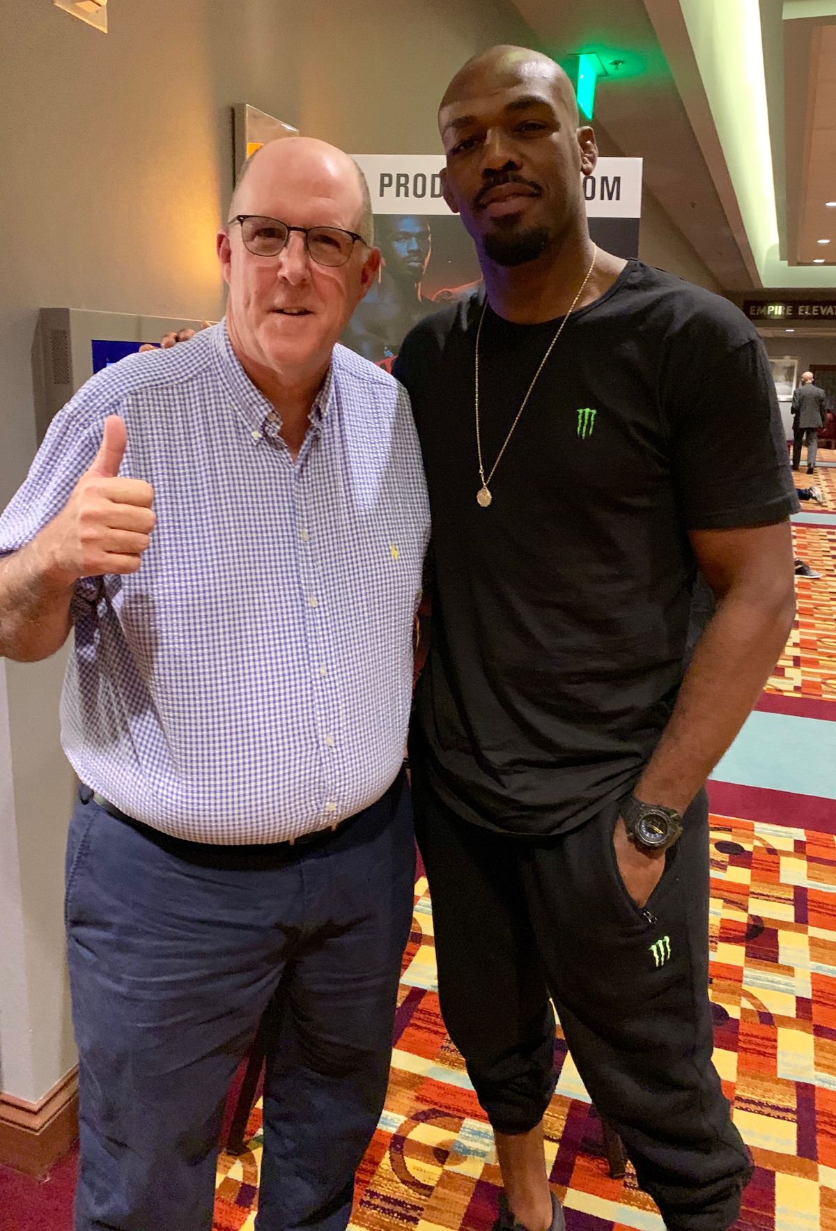 With legendary former UFC champion Jon Jones following an epic 2019 interview in Las Vegas. With legendary former UFC champion Jon Jones following an epic 2019 interview in Las Vegas.