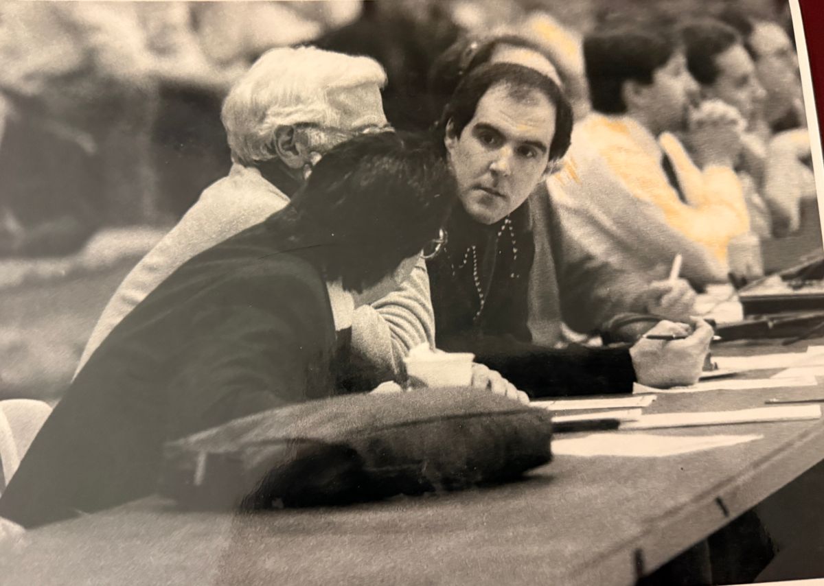 Covering a college basketball game in Vermont in the 1980s. Covering a college basketball game in Vermont in the 1980s.