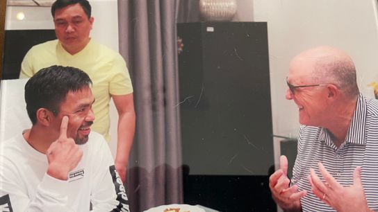 Having breakfast with Manny Pacquiao at his Los Angeles home in 2019. Having breakfast with Manny Pacquiao at his Los Angeles home in 2019.